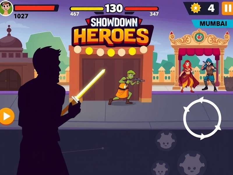 Pixel Showdown Heroes gameplay screenshot showing character battles